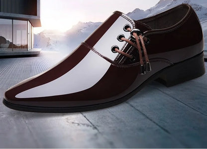 Men's Formal Shoes Patent Leather Pointed Toe Social Shoe Male Bright Upper Spring Autumn 2025 Style High Quality Fashion 39 New