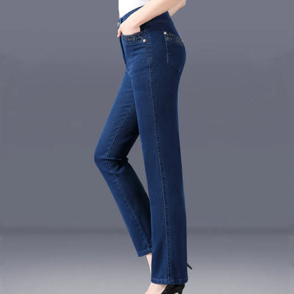 High waisted Loose Straight leg pants Women's Casual Denim Trousers
