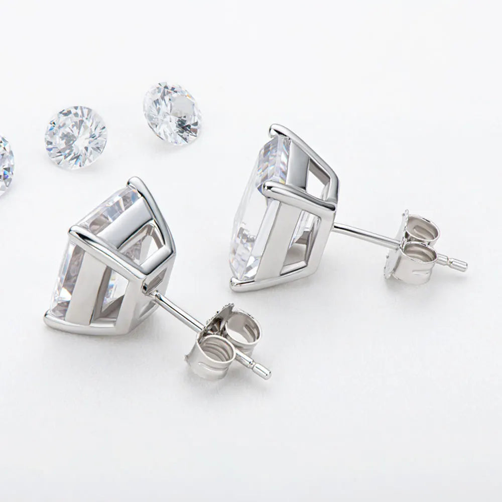 D VVS1 Emerald Cut Moissanite Earring s925 Sterling Sliver Plated with 18k White Gold Earrings for Women Fine Jewelry