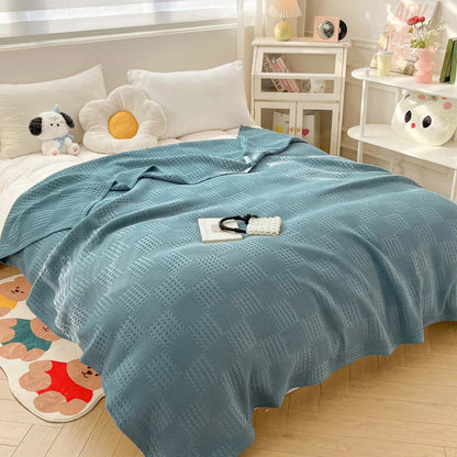 Cotton Throw Blanket Soft Breathable Waffle Blanket for Twin Queen King Bed Decorative Plaid Sofa Blankets Summer Throws