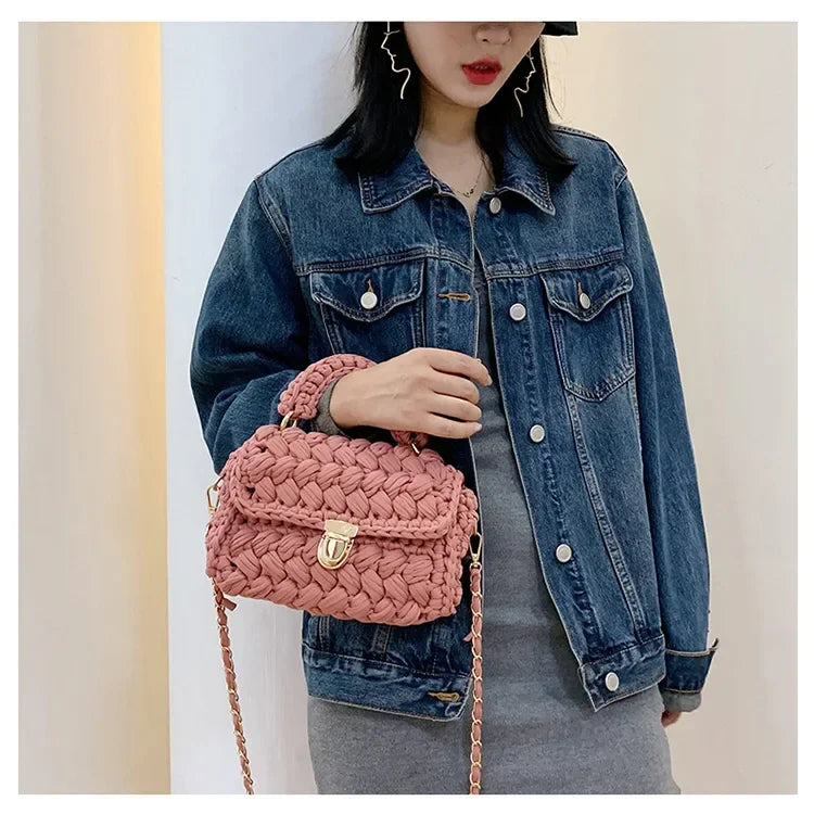 DIY Knitted Handbag Wallet Fashion Rope Woven Ladies Handbag Designer Casual Chain Shoulder Messenger Bag