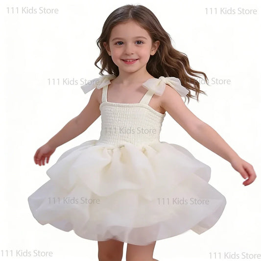 2026 New Sleeveless Summer Dress for Girls Puffy Tutu Dress Elegant Party Dresses Birthday Gift Gown Baby Girl Princess Dress