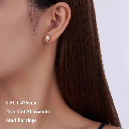 Oval Round Bezel 0.5CT Moissanite Stud Earrings for Women 925 Silver Plated 18k Pass Diamond Test Bubble Ear Jewelry Gift