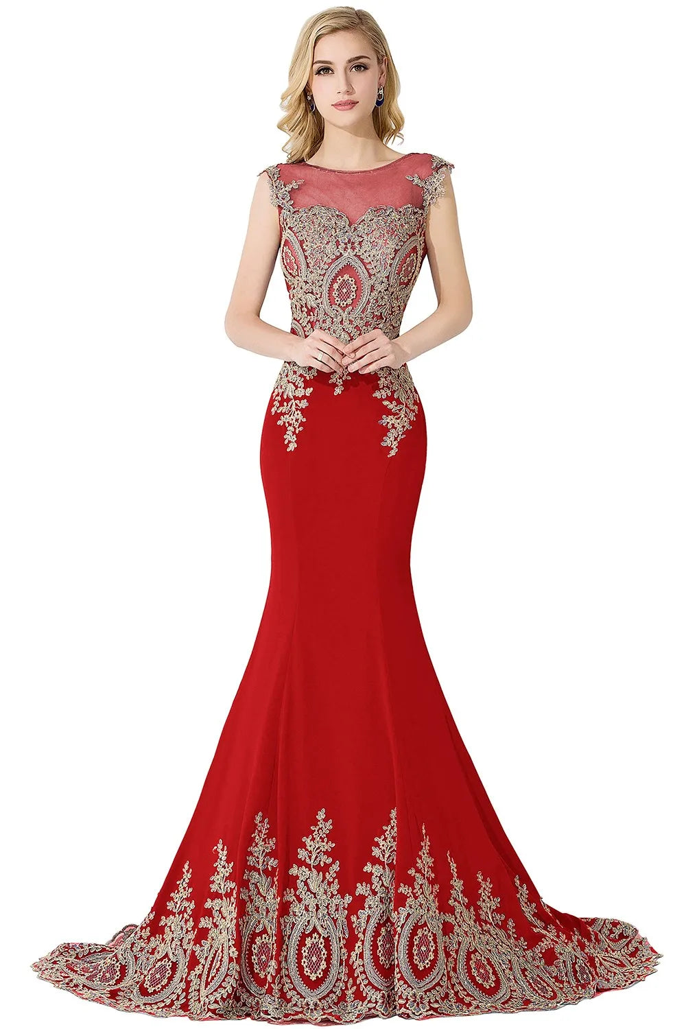 Vestidos de Baile Sereia de Renda Transparente, Luxuosos Apliques, Bordados, Missangas, Vestidos de Noite Ilusão, Vestido de Festa Longo