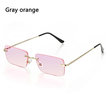 1Pc Women Vintage Sunglasses Luxury Design Rectangle Rimless Sun Glasses Retro UV400 Gradient Glasses Fashion Unisex Eyeglasses