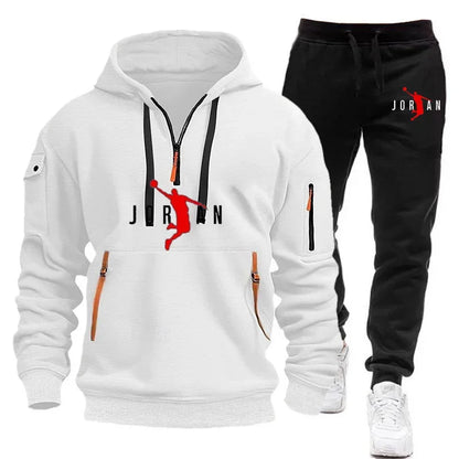 2025 Autumn and winter new trend men's blazer + Tracksuit pants Fashion casual jogging print sportswear outdoor sportswear