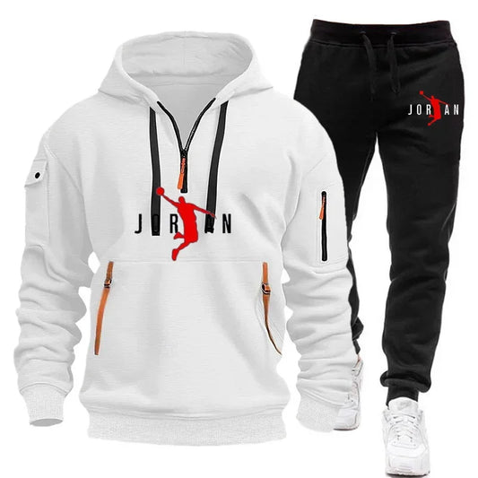 2025 Autumn and winter new trend men's blazer + Tracksuit pants Fashion casual jogging print sportswear outdoor sportswear