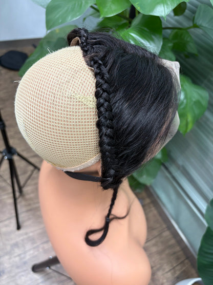 13x4 Transparent Lace Frontal with Braids 10 Inches Natural Brazilian Remy Hair Lace Frontal with Baby Hair for Women Girls