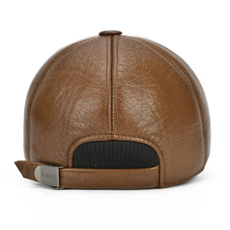 2026 Adjustable Men's Genuine Cowhide Leather Baseball Cap for Fall Winter Outdoor Sports Hat Men Real Cowhide Leather Caps