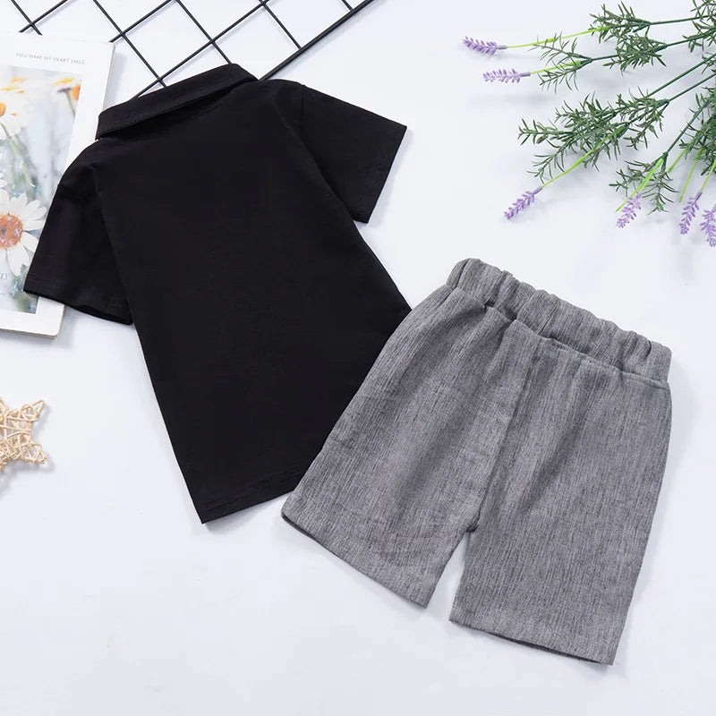 Baby Boys Short Sleeve Shirt + Shorts Suits Summer Birthday Party Clothes Sets 1 2 3 4 Years Kids Cotton Clothing Outfits