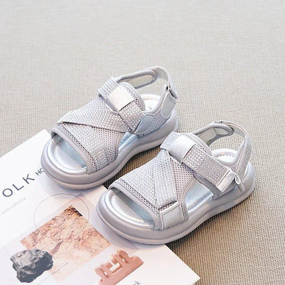 Summer Girls New Sandals Breathable Mesh Children's Causal School Sandals Simple Fashion Kids Beach Platform Sandals Open-toe