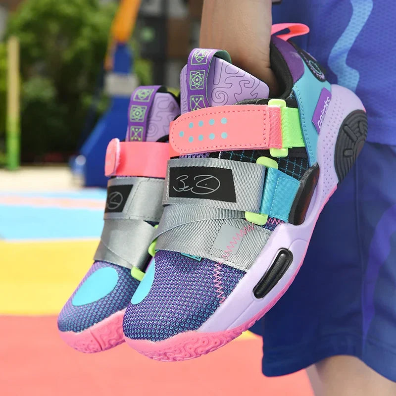 Children Girls Basketball Shoes Cushioned Shock Absorption Comfy Athletic Sports Running Outdoor Non-slip Walking For Kids Boys