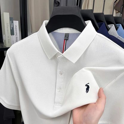 High end designer brand short sleeve polo shirt men's summer breathable trend golf pony embroidery business casual Paul T-shirt