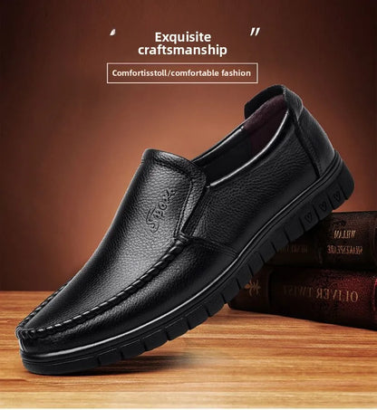Genuine Leather Men's Shoes Breathable Soft Bottom Casual Business Shoes for Middle-Aged And Elderly Spring Autumn Wear