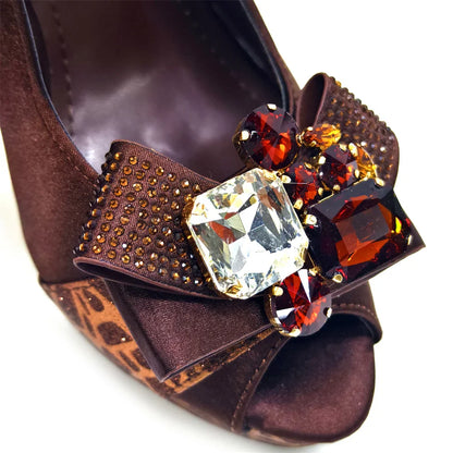 Rhinestone Design INS Hot Sale New Arrivals African Shoes and Bag Set in Blue Color Open Toe Comfortable Women Heels