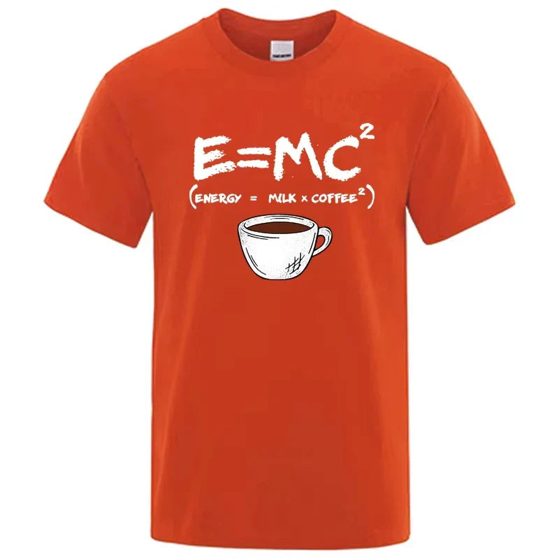 Summer Men's T-shirt 100% Cotton Casual Funny Energy=Milk+Coffee Print Men Cool Loose O-neck Tops For Men Short Sleeve Male Tees