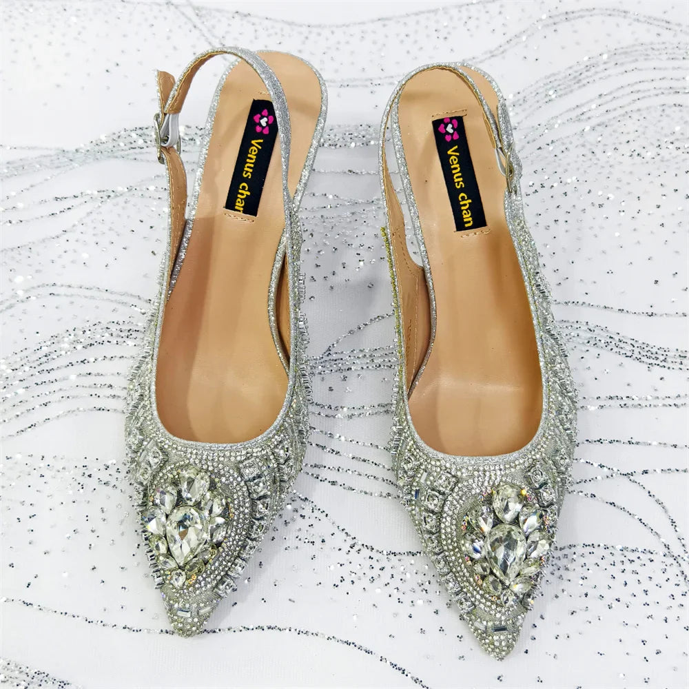 Italian Butter-fly Design Party Wedding Pointed Toe Slingback Sandals with Bag Set in Sky Blue Color