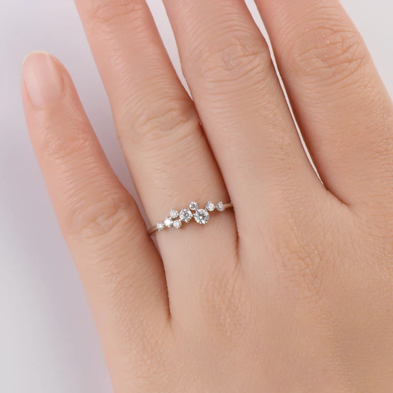 Colar e Anel de Diamantes Moissanite Prata Esterlina 925 Conjunto de Joias com Pingente de Aglomerado para Mulheres Anéis de Noivado Presente