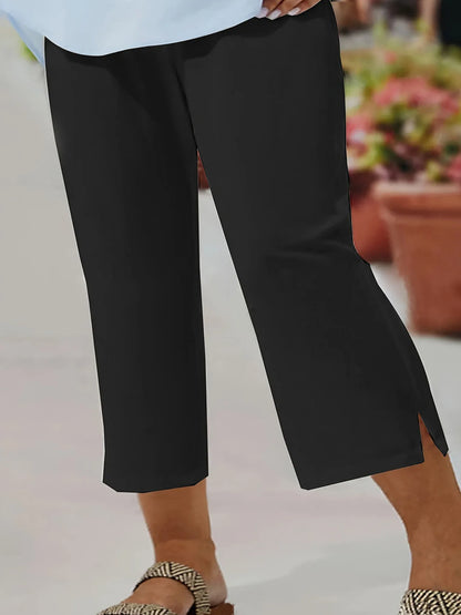 Women's knitted fabric elegant temperament slit sweatpants