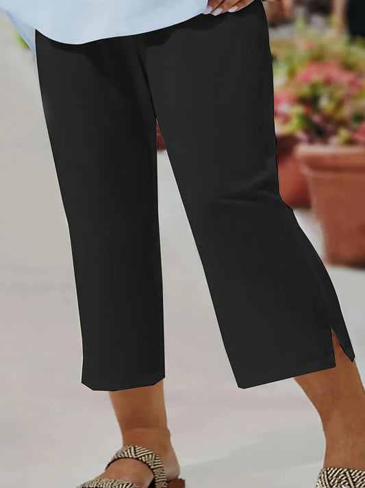 Women's knitted fabric elegant temperament slit sweatpants
