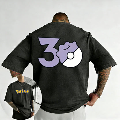 30th Anniversary Ditto Printed T-shirt Summer New Men's and Women's Trendy Large Loose Casual Y2K Short Sleeve Top