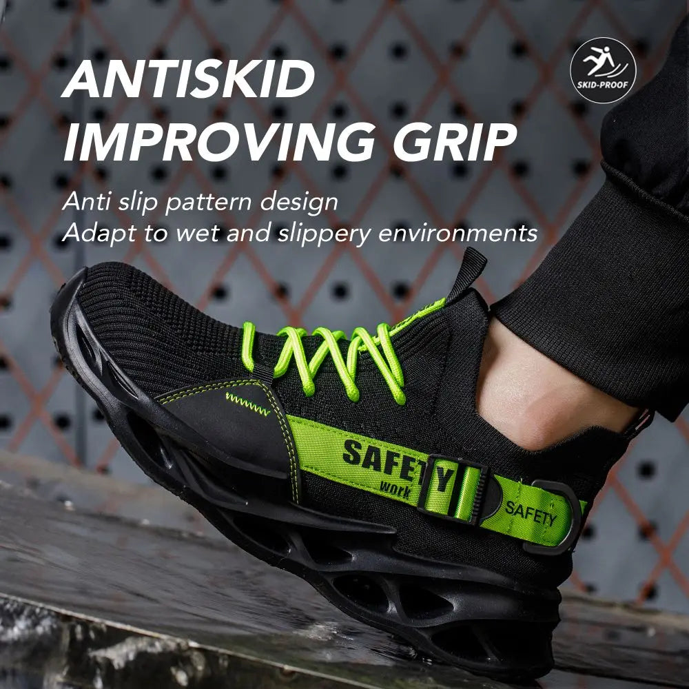Men's Steel Toe Safety Shoes Anti Crush And Piercing Fashionable Breathable Sock Shoes Outdoor Unisex Work Footwear