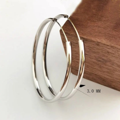 Fashion S925 Earrings 3-7CM Diameter Big Hoop Earrings For Women  Platinum Plated Ear Rings Cерьги Kольца