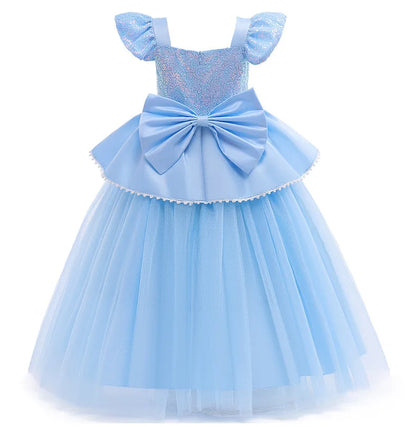 Girls Deluxe Elegant Cinderella Princess Ball Gown Children Birthday Party Dress Vestidos Cosplay Costume Carnival Apparel