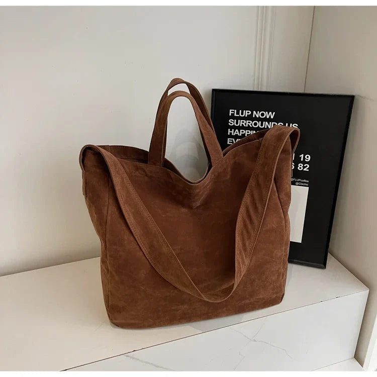 Large Capacity Velvet 2024 Hot Selling Tote Bag Zipper Solid Color Popular Fashion Handbag Soft Simple Commuting Shoulder Bag