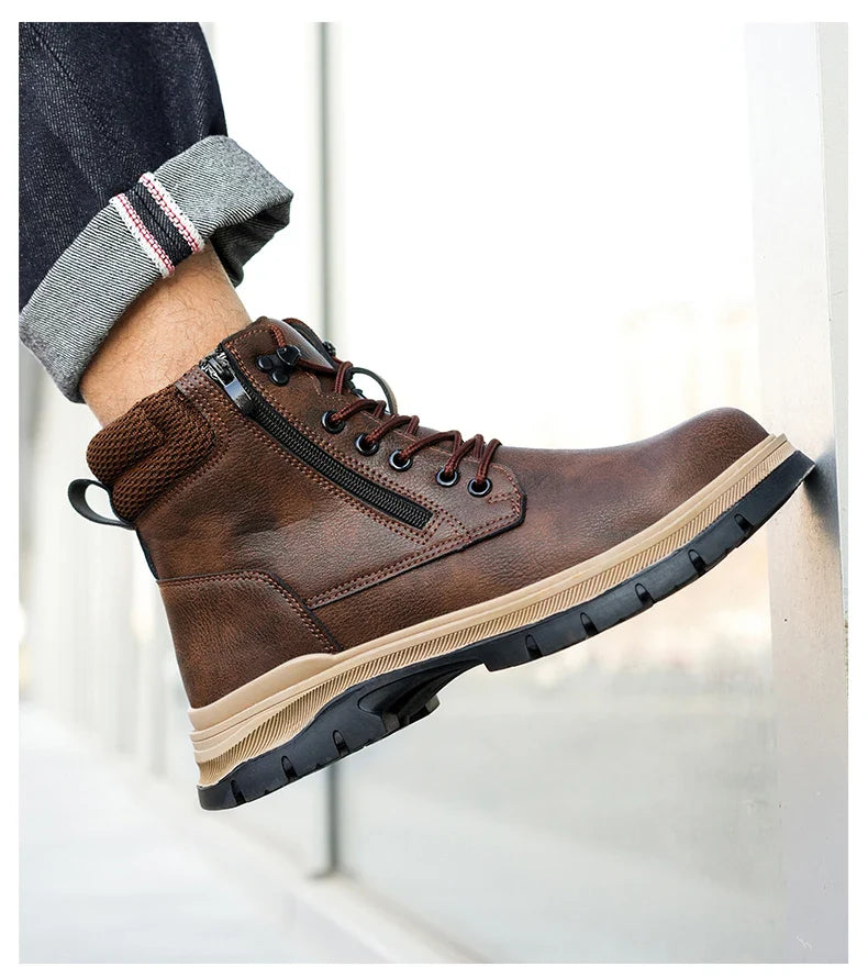 Protection Safety Shoes Men's Anti-smash Anti-puncture Wear Resistance Work Boots Anti-slip Sole Indestructible Safety Shoes