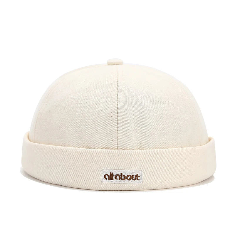 Letter Embroidery Docker Cap Without Visor Brimless Caps Solid Colors Retro Beanie Hat Adjustable Hip Hop Fashion Street