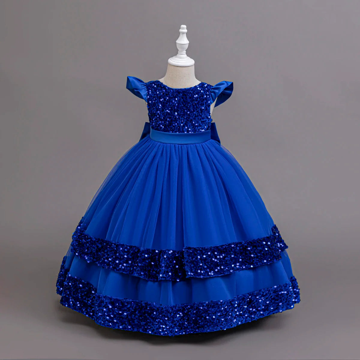 2025 New Elegant Girl Wedding Dress Sequined Mesh Princess Dress 4-12 Year Old Girl Graduation Party Prom Evening Dress