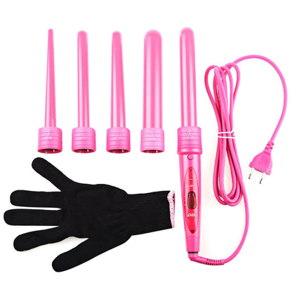 5 In 1 Professional Hair Curling Lron Hair Waver Pear Flower Cone Electric Hair Curler Roller Curling Wand