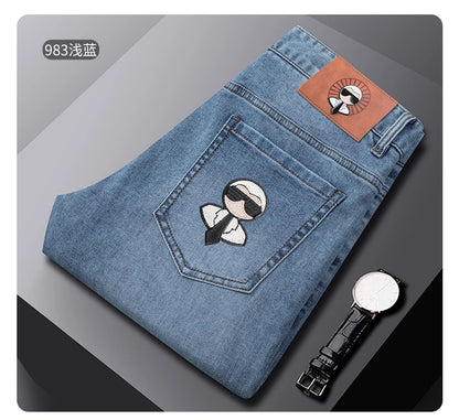 Fashion Men Jeans Stretch Straight Leg Casual Slim Fit Denim Pants Male Brand Luxury Design Business Classic Trousers