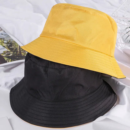 Double-sided Wearing Cap Solid Color Bucket Hat Men Women Sun Hat Reversible Fisherman Hat Summer Panama Cap Sun Fishing Gorros