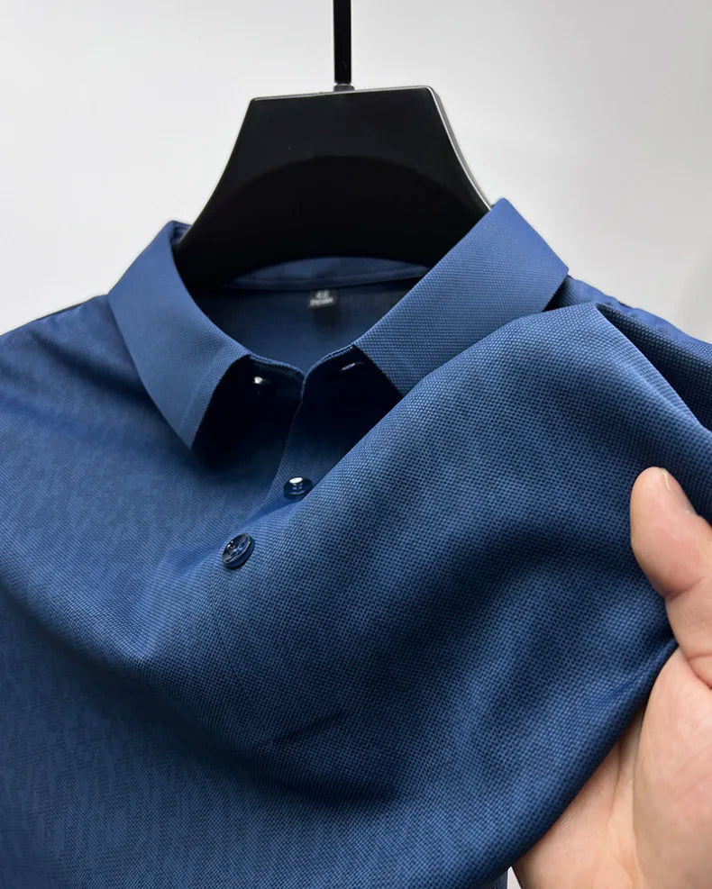 High end jacquard design short sleeve T-shirt men new summer ice silk breathable and cool lapel top fashionable brand POLO shirt