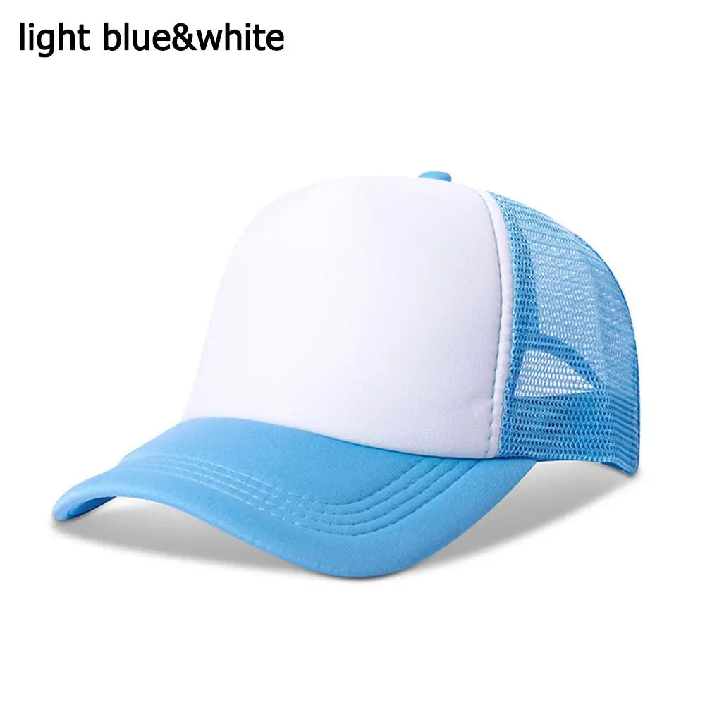 Fashion Unisex Plain Baseball Cap Adjustable Trucker Baseball Cap Snapback Mesh Curved Mens Womens Sun Summer Hat