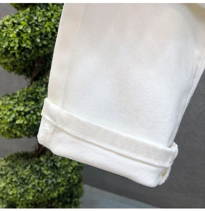 2023 Spring and Autumn New Classic Fashion Solid Color Elastic Casual Jeans Men's Comfortable High-Quality Small Foot Pants 36