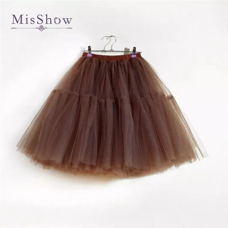 6 Layers Fluffy Ball Gown Women Short Skirts Knee Length Tutu Dress Underskirt Soft Tulle Petticoat for Club Cosplay Marathon