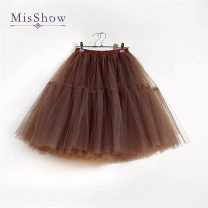 6 Layers Fluffy Ball Gown Women Short Skirts Knee Length Tutu Dress Underskirt Soft Tulle Petticoat for Club Cosplay Marathon