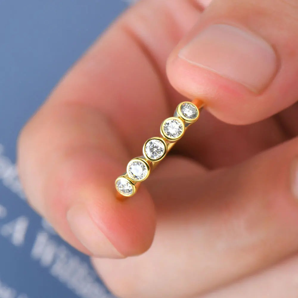 D VVS All Moissanite Rings for Women Bubbles Classic Engagement Wedding Band with Certificates 925 Sterling Silver Ring