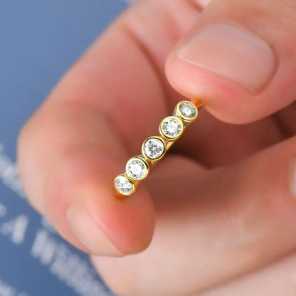D VVS All Moissanite Rings for Women Bubbles Classic Engagement Wedding Band with Certificates 925 Sterling Silver Ring