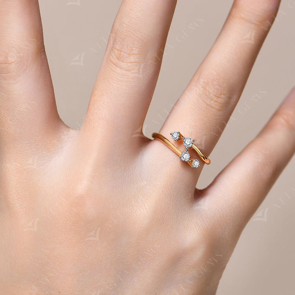Moissanite Rings for Women VVS1 Round Cut Diamonds S925 Silver Twining Wedding Band Adjustable Engagement Bride Jewelry