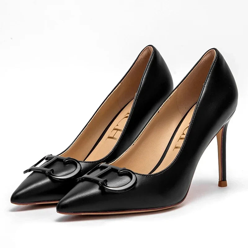 Woman shoes  High Heels New Pointed Metal Buckle Party Carnival Women's Shoes 9cm