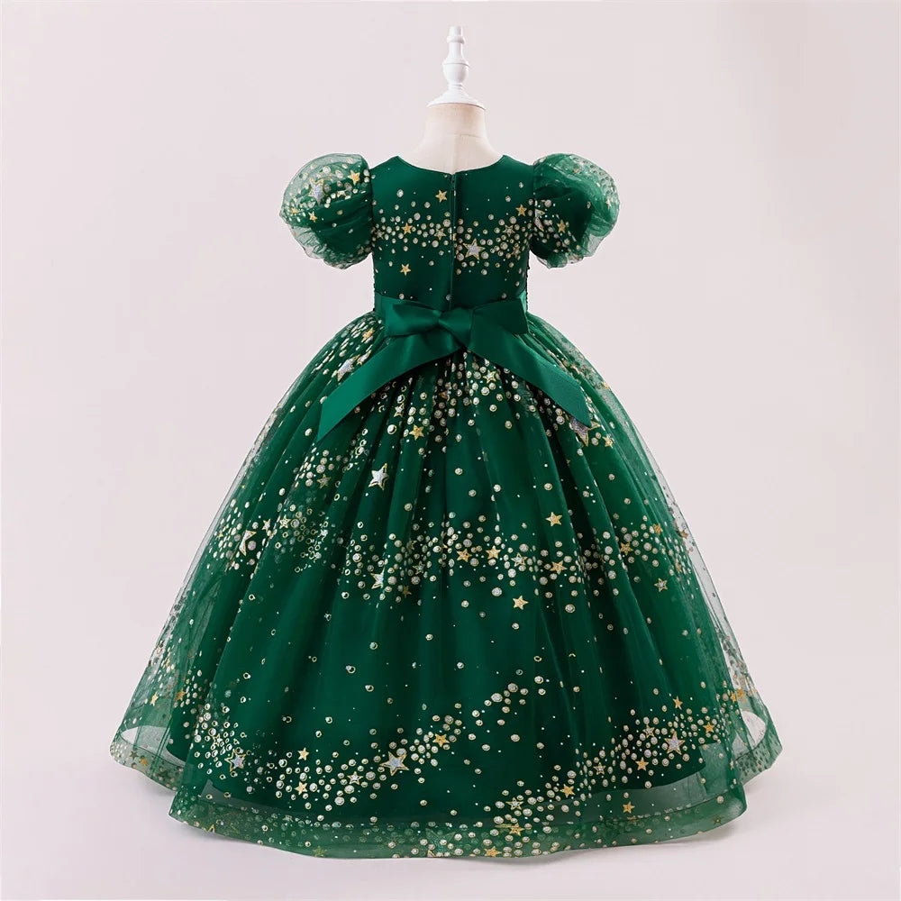 Summer Sequins Party Girls Dress Elegant Wedding Bridesmaids Birthday Prom Dresses for Girl Birthday Evening Christmas Costumes