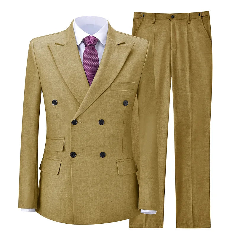 2026 New Men's Suit Business Casual Men's Suit Double Breasted Korean Version Slim Suit Professional Best Man Wedding