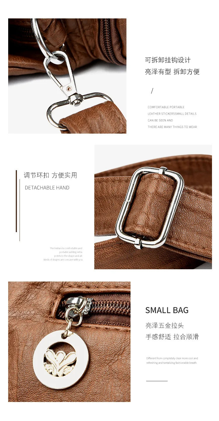 Hot Luxury Bag Women's PU Leather Crossbody Bag Retro Luxury Handbag Fashion Motorcycle Bag Brand Fashion Crossbody Bag