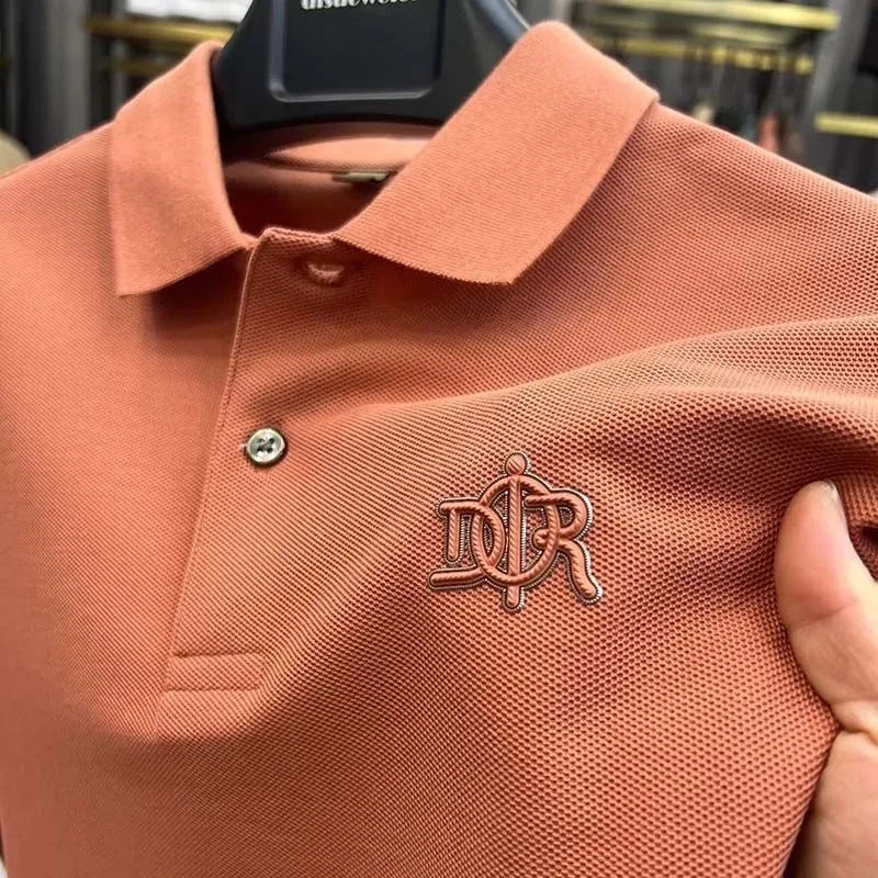 Designer brand 100%cotton short sleeve polo shirt summer trend letter embossed lapel top casual golf T-shirt business men's wear