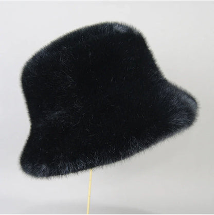 False Mink Fur Berets Elegant Women's Winter Caps New Design Fashion Artificial Fur Hats Knitted Warm False Mink Fur Beanies Hat