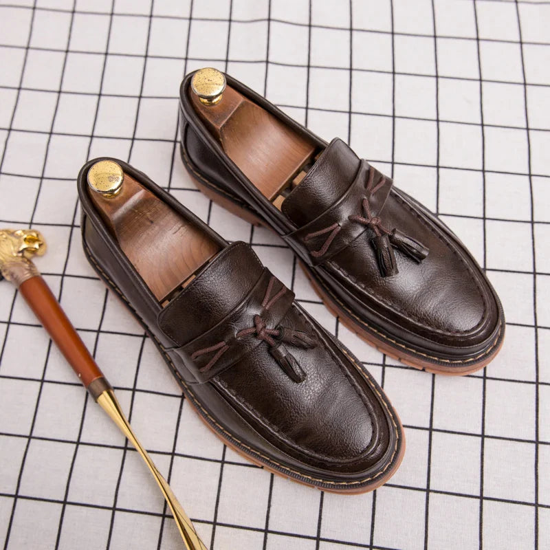 Classic Men's Dress Shoes High Quality Casual Business Leather Shoes For Men Loafers Formal Office Leather Tassel Social Shoes